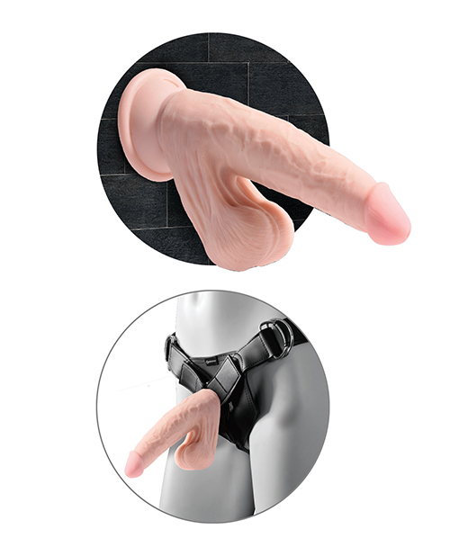Pipedream King Cock Plus 6" Triple Density Suction Cup Dildo With Swinging Balls - Ivory