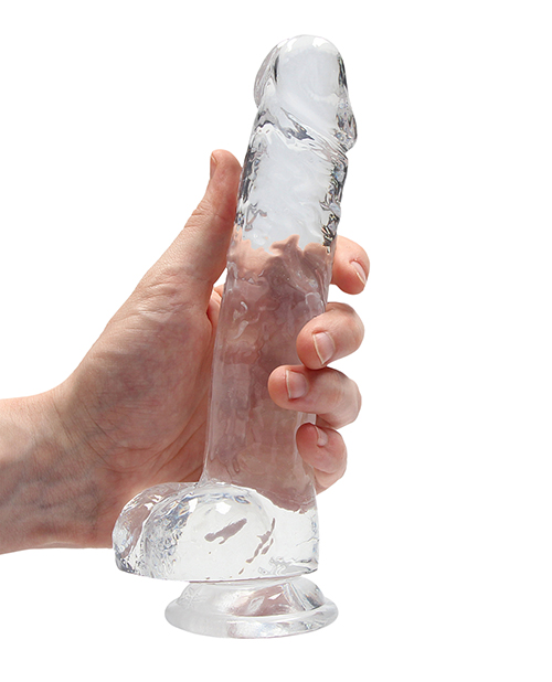 Shots Realrock Crystal Clear 8" Realistic Dildo With Balls - Transparent Clear