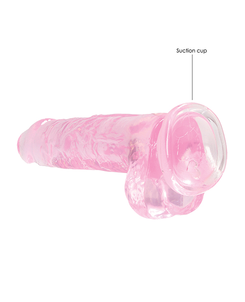 Shots Realrock Crystal Clear 8" Realistic Dildo With Balls - Pink