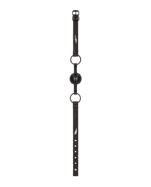 Shots Ouch Fetish Breathable Ball Gag With Denim Straps - Black