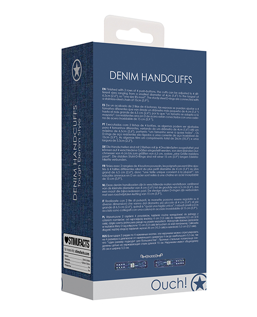 Shots Ouch Fetish Demin Handcuffs - Blue