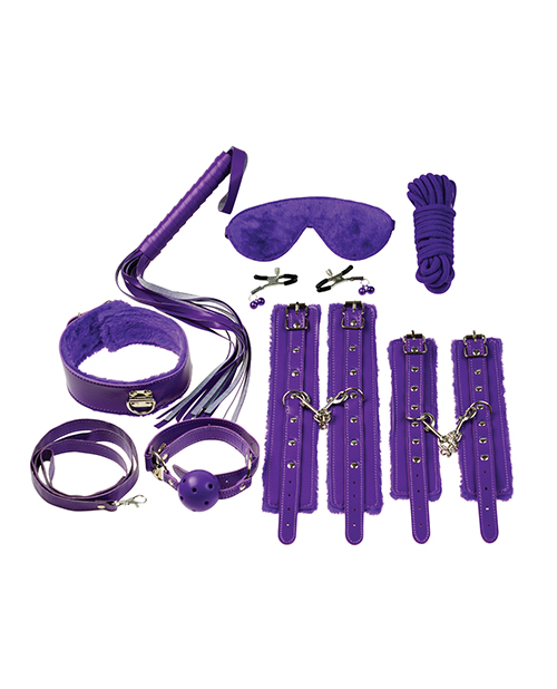 Plesur Fetish Everything Bondage 12 Piece Kit - Purple