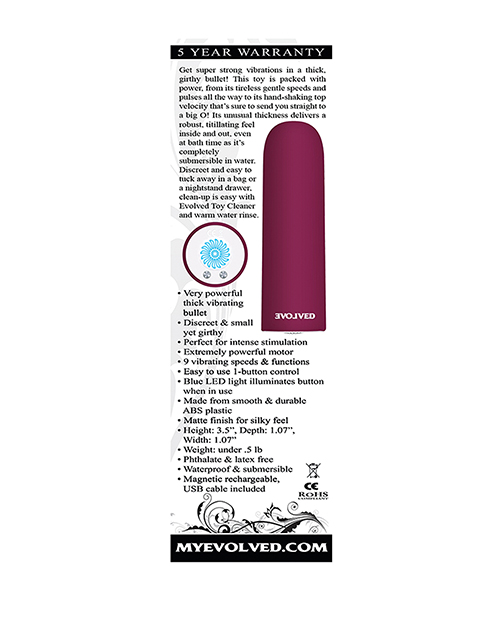 Evolved Mighty Thick Bullet Vibrator - Burgundy