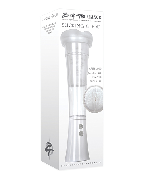 Zero Tolerance Sucking Good Rechargeable Vibrating Masturbator Stroker - White/Clear