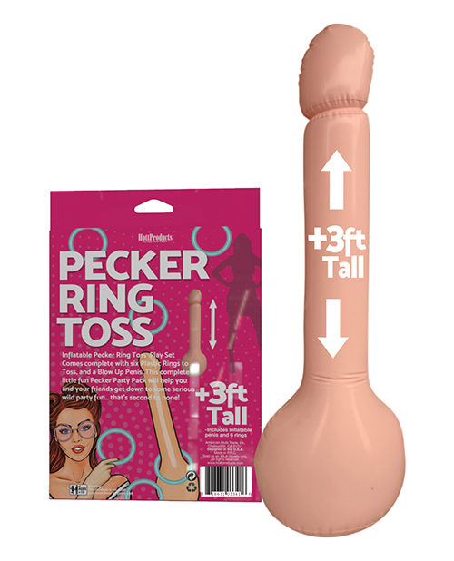 Hott Products Inflatable Pecker Ring Toss - Asst. Color Rings
