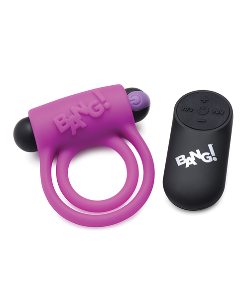 XR Bang! Vibrating Cock Ring & Bullet With Remote Control - Purple