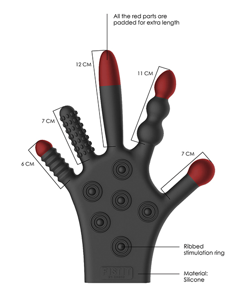 Shots FistIt Silicone Stimulation Fisting Glove Vibrator - Black