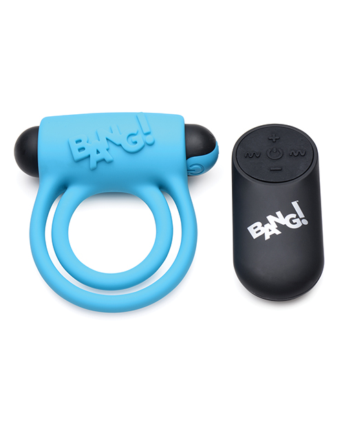 XR Bang! Vibrating Cock Ring & Bullet With Remote Control - Blue