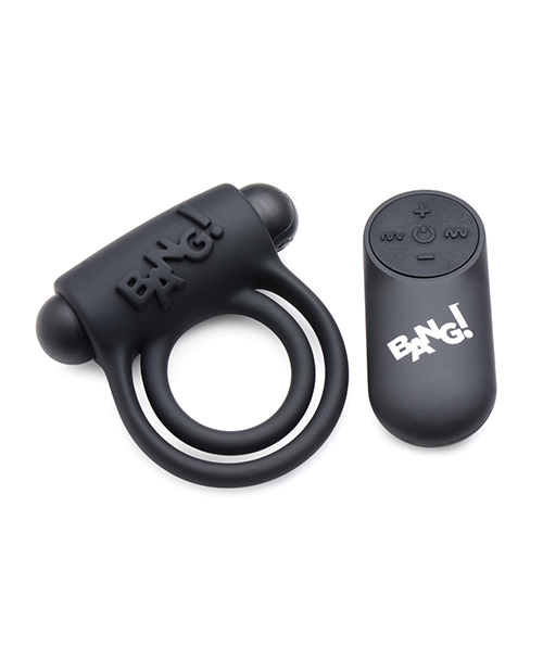 XR Bang! Vibrating Cock Ring & Bullet With Remote Control - Black