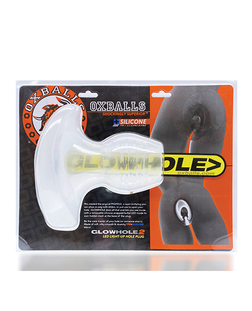 Oxballs Glowhole 1 Hollow Butt Plug With Led Insert Small - Clear