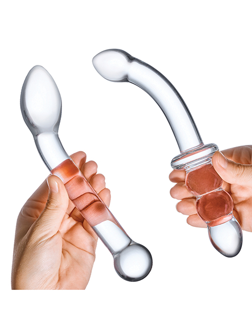Glas 2 Pc Pleasure G-Spot Glass Dildo Set - Clear