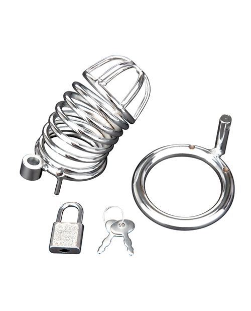 Blue Line Fetish Deluxe Chastity Cock Cage - Silver