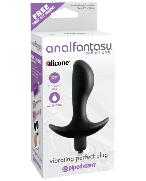 Pipedream Anal Fantasy Collection Vibrating Perfect Inflatable Butt Plug- Black
