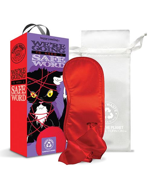 Global Novelties Pleasure Package We're Going To Need A Safe Word Fetish Satin Blindfold, Wrist & Ankle Sash - Red