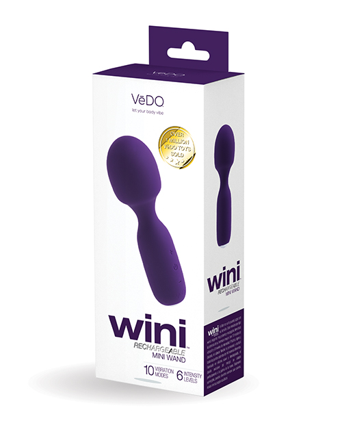 VeDO Wini Rechargeable Mini Vibrator Massage Wand - Deep Purple