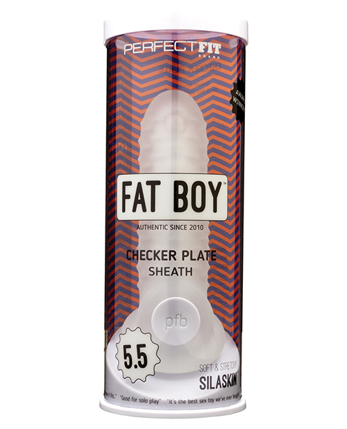 Perfect Fit Brand Perfect Fit Fat Boy 5.5" Checker Plate Cock Sheath - Clear