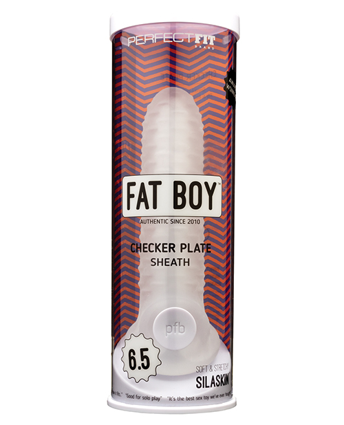 Perfect Fit Brand Perfect Fit Fat Boy 6.5" Checker Plate Cock Sheath - Clear