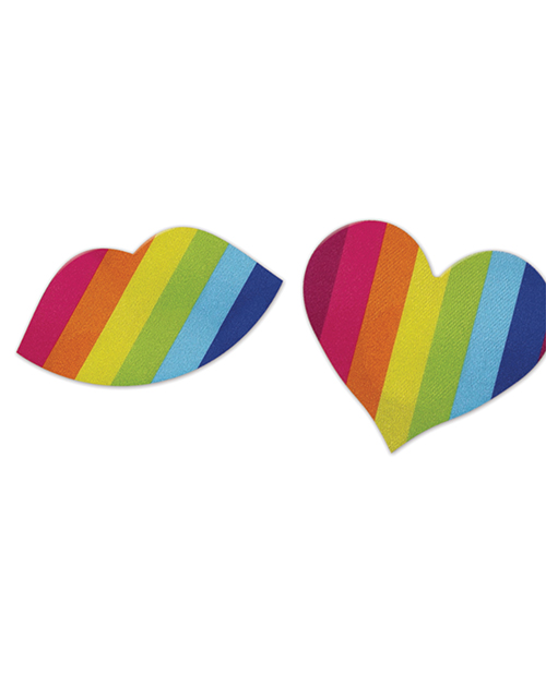 Hott Products Nipplious Rainbow Nipple Pasties - Pack Of 2 (heart & Lips)