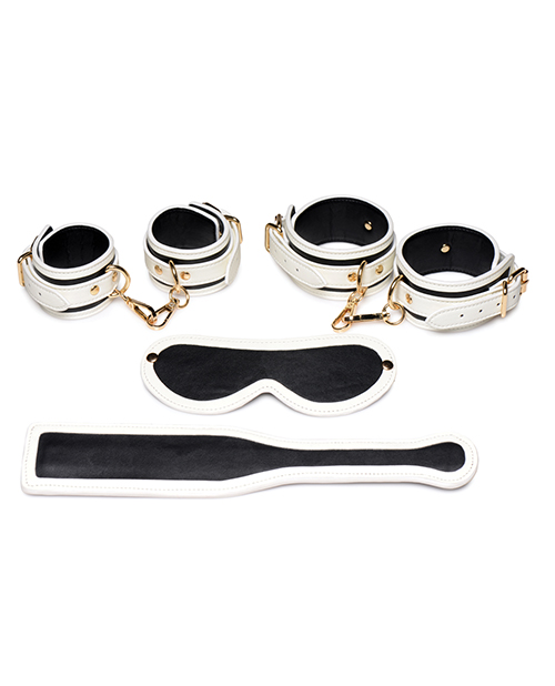 XR Fetish Master Series Kink In The Dark Glowing Cuffs & Blindfold & Paddle Restraint Set