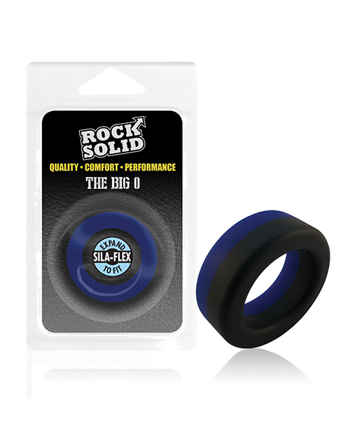 Doc Johnson Rock Solid Big O Cock Ring - Black/Blue