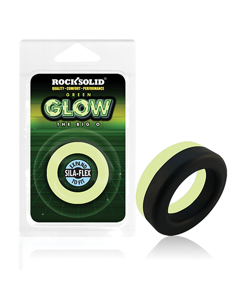 Doc Johnson Rock Solid Glow In The Dark Big O Cock Ring - Black/Green