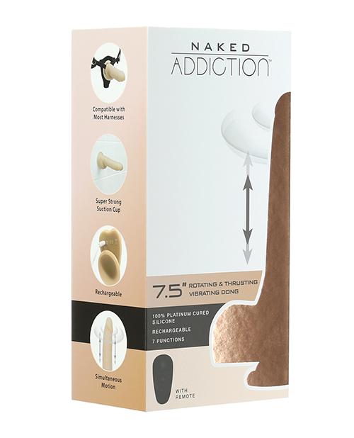 BMS Naked Addiction The Freak 7.5" Rotating & Thrusting Vibrating Suction Cup Dildo - Ivory