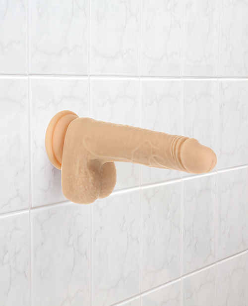 BMS Naked Addiction The Freak 7.5" Rotating & Thrusting Vibrating Suction Cup Dildo - Ivory