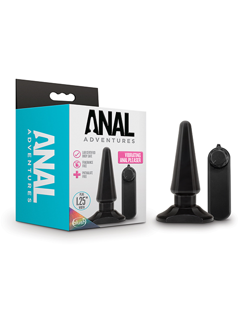 Blush Anal Adventures Basic Anal Pleaser Vibrating Butt Plug - Black
