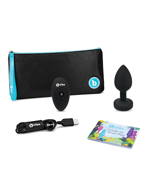 B - Vibe Remote Control Jewel Vibrating Butt Plug (M/L) - Black
