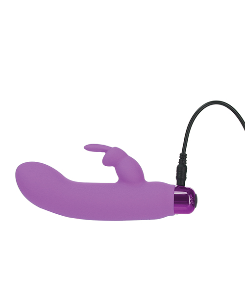 BMS Alice's Bunny Rechargeable Bullet Vibrator With Rabbit Sleeve - 10 Functions Purple