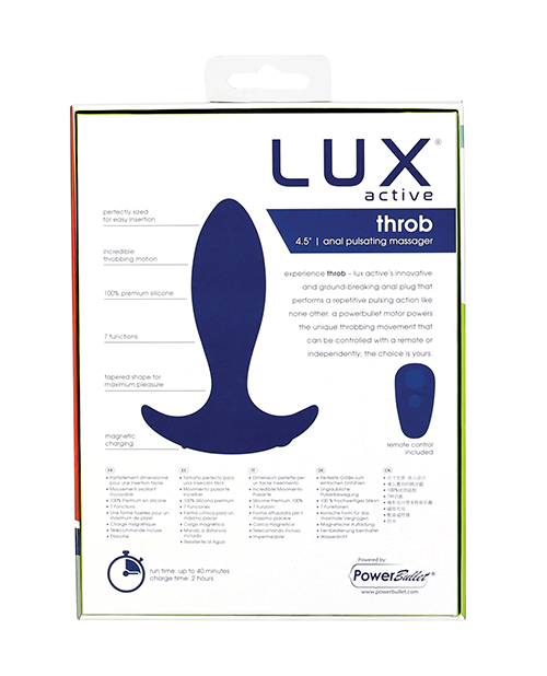Lux Active Throb Anal Pulsating Massager With Remote - Dark Blue