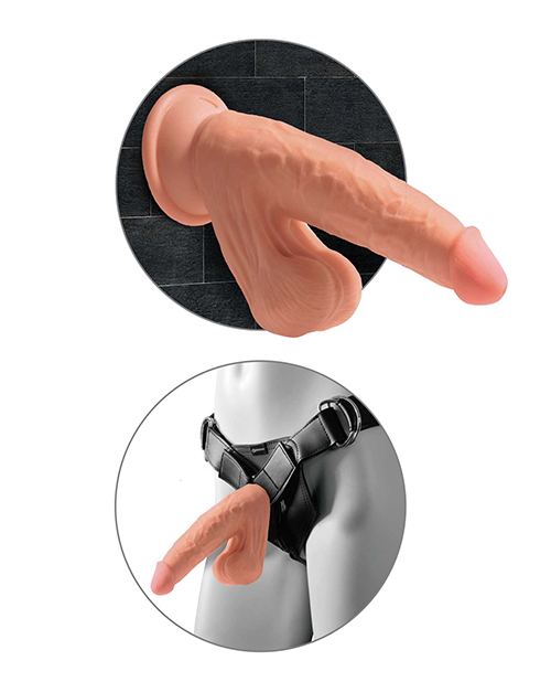 Pipedream King Cock Plus 7" Triple Density Cock With swinging Balls - Tan
