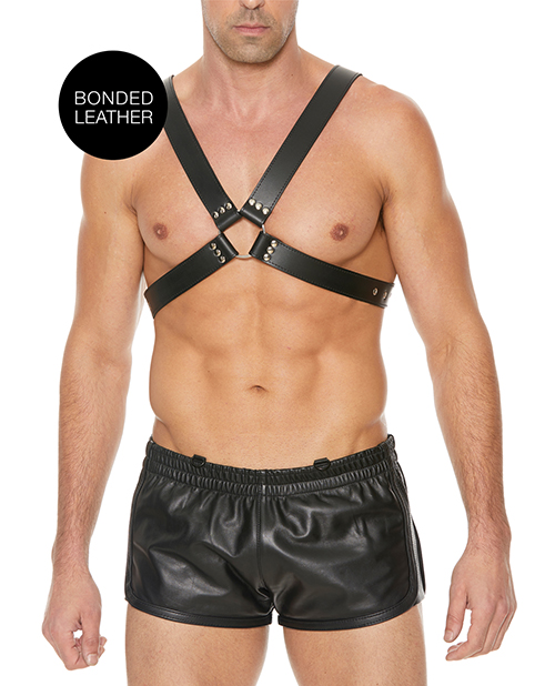 Shots Ouch Men'S Large Buckle Harness - Black