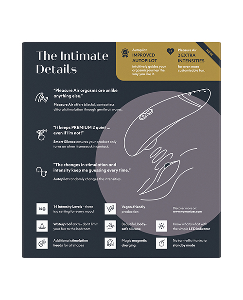 Womanizer Premium 2 Clit Sucker Vibrator - Black