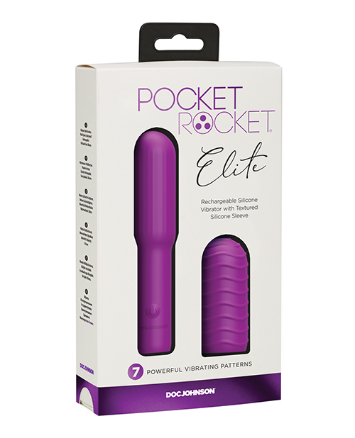 Doc Johnson Pocket Rocket Elite Rechargeable With Removable Sleeve - Purple