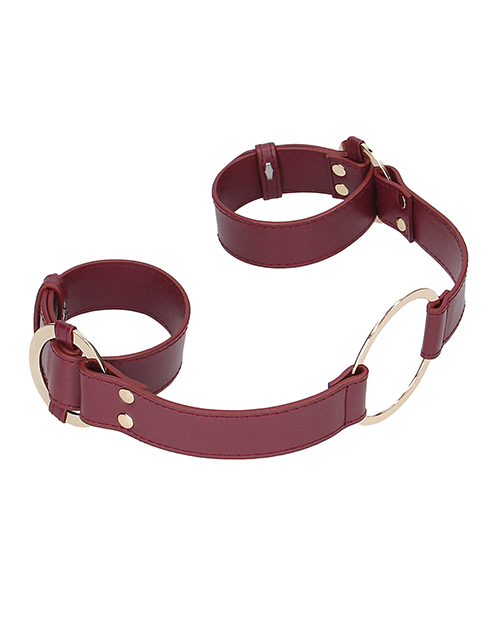 Shots Ouch Halo Handcuff With Connector - Burgundy