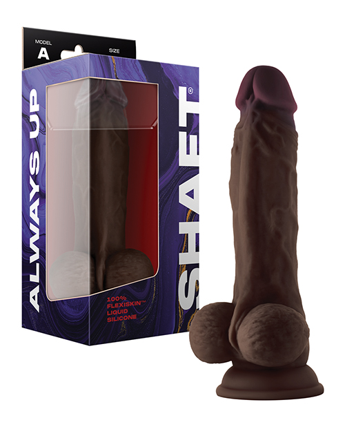 Shaft Model A Flexskin Liquid Silicone 8.5" Dong With Balls - Mahogany