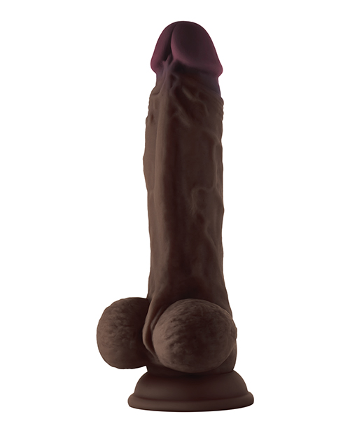 Shaft Model A Flexskin Liquid Silicone 8.5" Dong With Balls - Mahogany