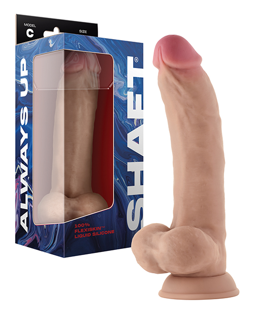 Shaft Model C Flexskin Liquid Silicone 9.5" Curved Dong With Balls - Pine
