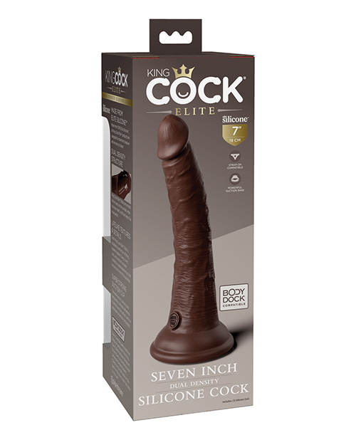 Pipedream King Cock Elite 7" Dual Density Silicone Cock - Brown