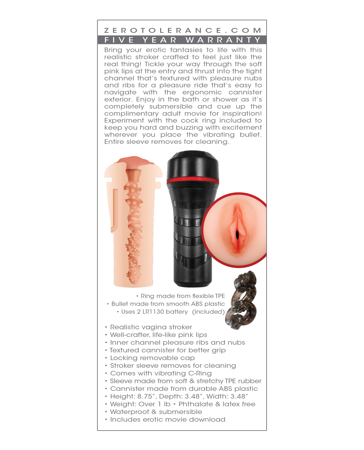Zero Tolerance Pop On The Go Stroker - Light