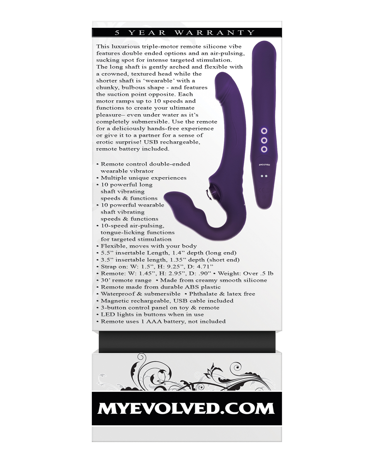 Evolved 2 Become 1 Strapless Strap On - Purple