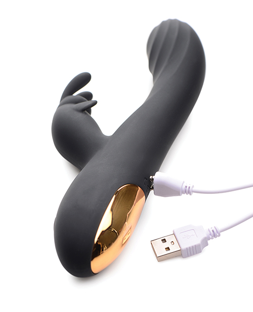 Curve Toys Power Bunnies Cuddles 10X Silicone Rabbit Vibrator - Black