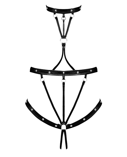 Lust Seducer Strappy Cupless & Crotchless G-String Teddy Black L/Xl