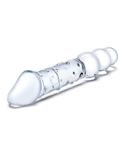 Glas 12" Double Ended Glass Dildo With Anal Beads - Clear