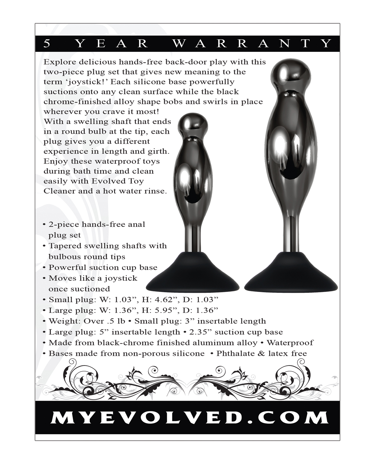 Evolved Joy Sticks 2 Pc Plug Set - Black/Chrome