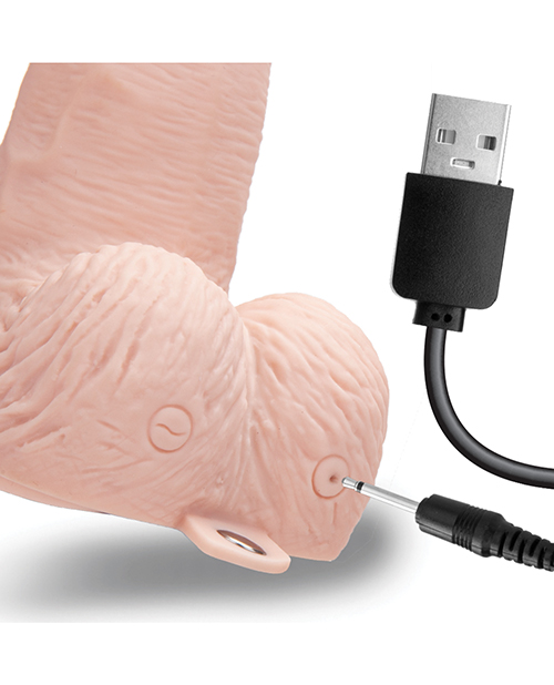 Lux Fetish 6" Rechargeable Strap On With Balls - Ivory