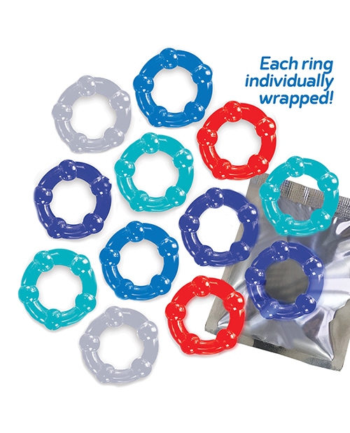 The 9'S Baller'S Dozen Beaded 12Pc Cockring Set - Asst. Colors