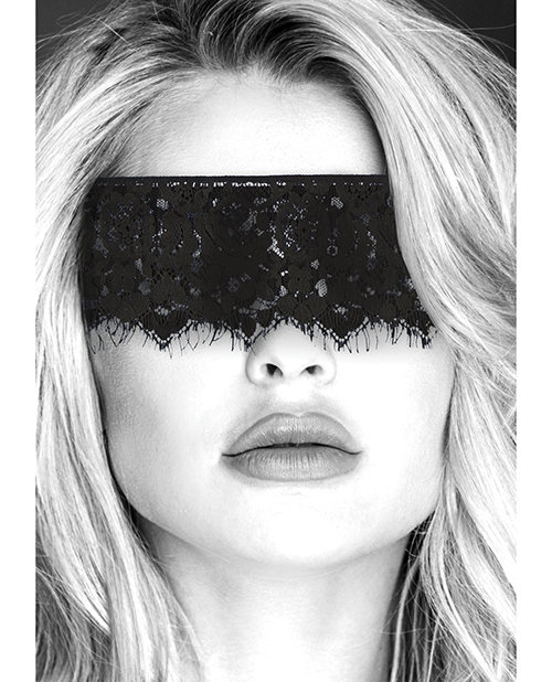 Shots Ouch Black & White Lace Mask With Elastic Straps - Black