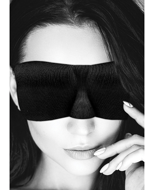 Shots Ouch Black & White Satin Curvy Eye Mask With Elastic Straps - Black